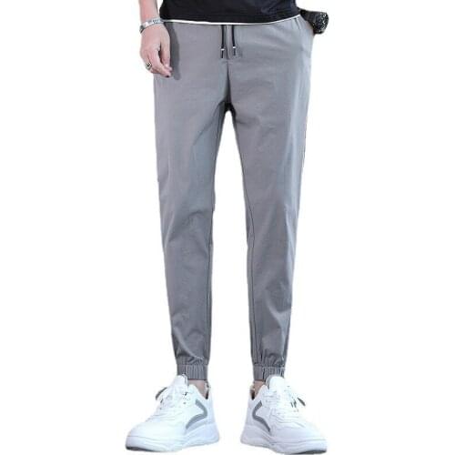 Fashion Running Pants Mens 2021 Japanese Casual Sportswear Sports Loose Simple High Waist Nine-point Streetwear Trousers