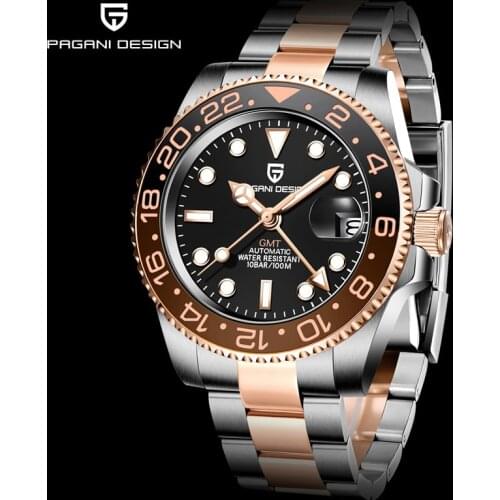 PAGANI DESIGN GMT New Mens Mechanical Watch Luxury Sapphire Waterproof Watch Stainless Steel Casual Business Automatic Watches