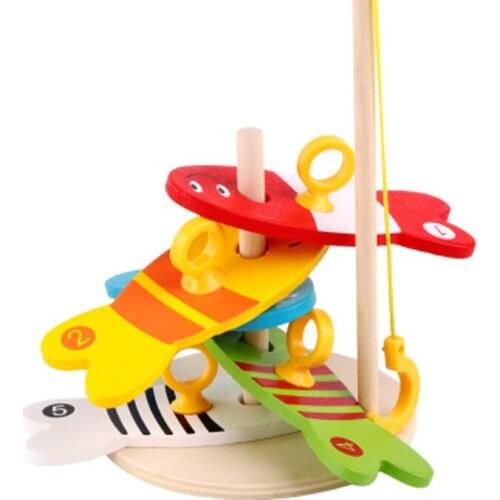 Montessori Educational Fishing Wooden toy 3D Fishing Toy Wooden Sensory Mathematics Jigsaw Brain Training Early Learning Toy