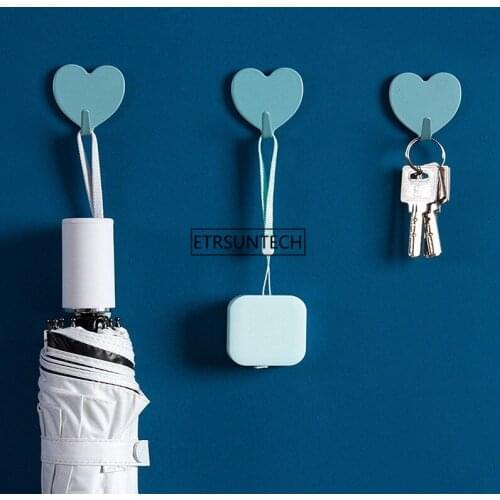 30Set Cute Heart-shaped Wall Mount Key Holder Decorative Stainless Steel Hanger Keys Hanger Home Decor Hooks