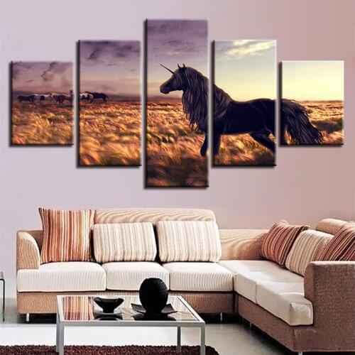 Pictures Canvas Modular Wall Art 5 Pieces Animal Horse Scenery Painting Decor Home Living Room Modern HD Prints Poster Framework