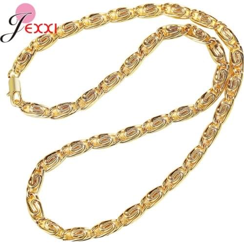 New Arrival Women Girls Fashion Jewelry Accessory 925 Sterling Silver Wide Gold Color Necklace Chains Wholesale