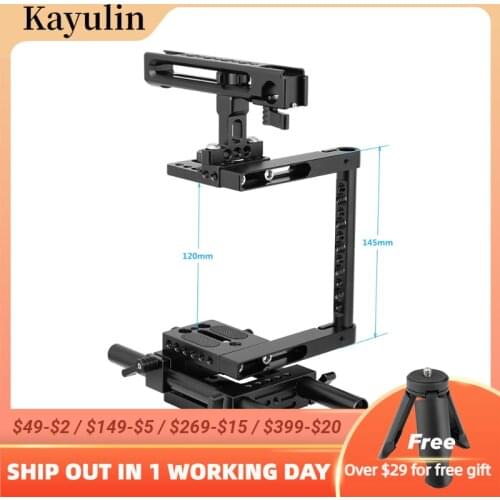 Kayulin Camera Cage Rig With Adjustable Top Cheese Handle Grip and Rail Support System for Canon Nikon Sony Panasonnic
