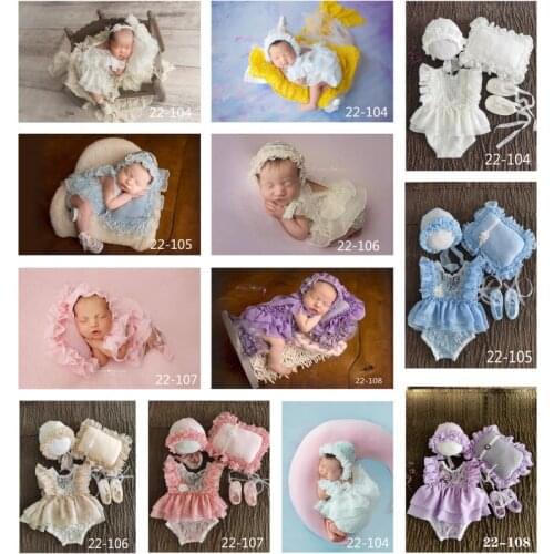 Don&Judy Newborn Photography Props Hat Headband Lace Romper Bodysuits Outfit Baby Girl Dress Costume Photography Clothing 2020