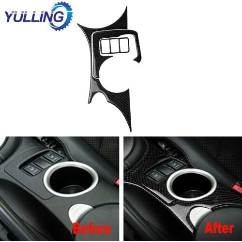 Carbon Fiber Console Water Cup Holder Panel Trim Car Stickers Accessories For Nissan 370Z 2009-2020
