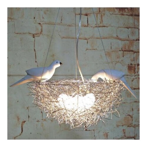 Creative birds nest droplight led aluminum wire birds egg droplight Nordic art childrens restaurant study led lights