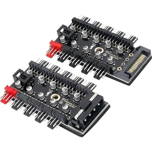 PC 1 to10 4Pin PWM Cooling Fans to Motherboard HUB SATA Power 4D Port Cooler Speed Controller Splitter Adapter Socket PC Adapter