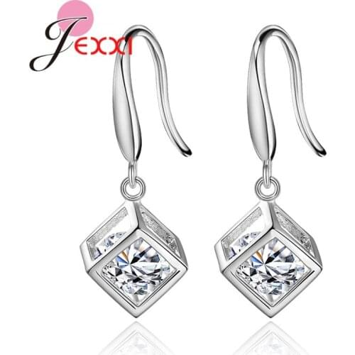 Hot Fashion Women Girls 925 Sterling Silver Dangle Earrings Wedding Engagement Party Jewelry Dangle Earring