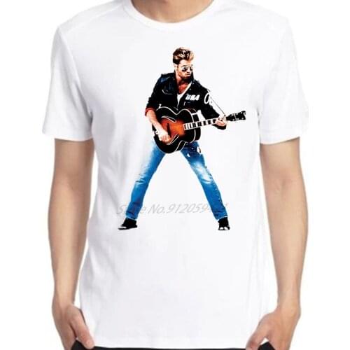 MENS T SHIRT GEORGE MICHAEL GUITAR Printed Pattern T Shirt Hipster Cool Tee Tops Men Clothing