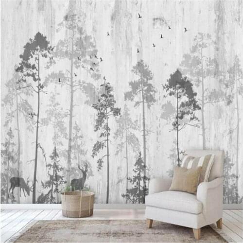 Custom Mural Wallpaper Hand Drawn Fantasy Forest Elk TV Background Wall Painting