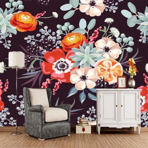 Custom mural wallpaper flowers, vintage floral murals for living room bedroom background decorative waterproof wallpaper