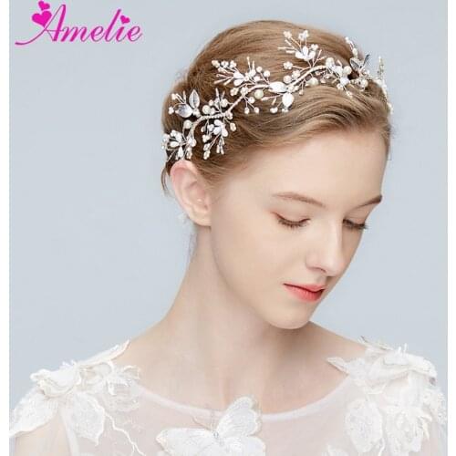 Bridal Rhinestone Headbands Wedding Pearl Jewelry Decoration Flower Hair Vine Prom Dress Toast Suit Headpiece Hair Accessory