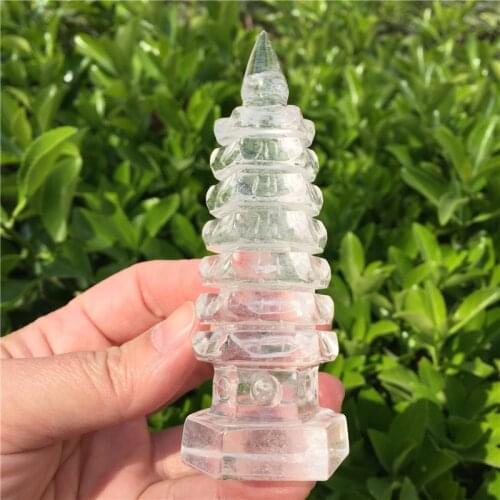 Natural Clear Crystal Wenchang Tower Crystal Tower Point Stone Mineral Healing Home Fengshui Decoration Collection