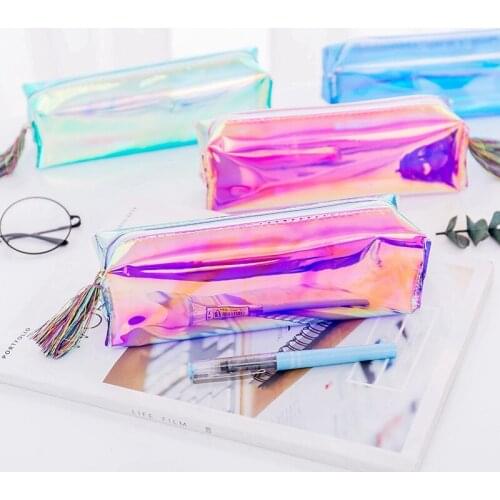 Transparent Glitter Pencil Case Stationery Bag Creative Pvc Pencil Bag School Pencil Box Supplies Student Gift