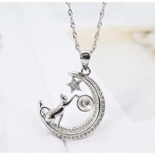 925 Silver Simple Temperament Moon Cat Pearl Pendant Clavicle Chain Fashion Wild Necklace Jewelry Iadies Jewelry