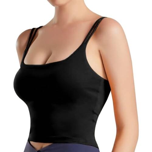 Burvogue Push Up Sports Bra Padded Gym Fitness Bras Crop Tops Women Plain Tank Top Bra Vest Workout Shirt with Removable Pads