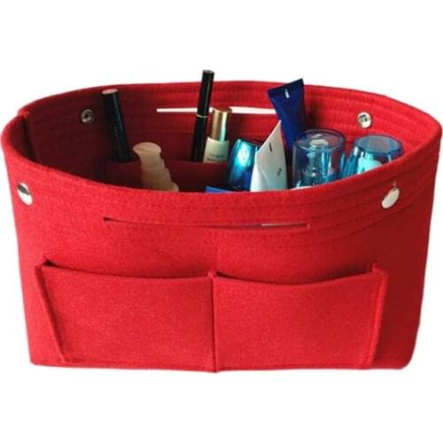 1PC Felt Fabric Cosmetic Bag Travel Multifunction Handbag Cosmetic Organizer Purse Insert Bag Felt Fabric Storage Pouch Case