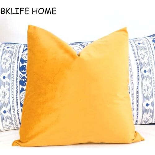 High Quality Soft Brown Yellow Velvet Cushion Cover Pillow Case No Balling-up Without Stuffing