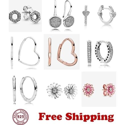 2020 New 925 серьги Silver Pan Earrings Polished Crown O Daisy Pan Earrings For Women Wedding Gift Fashion Jewelry