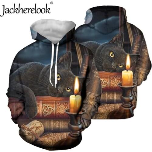 Jackherelook Women Loose Pullover Hoodie Gothic Cat Brand Design Autumn Oversize Sweatshirts Long Sleeve Streetwear Hooded Tops