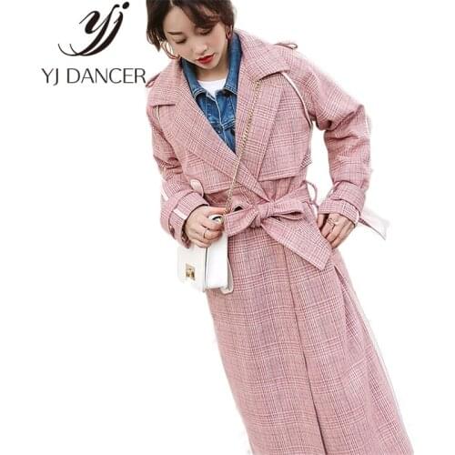 2018 winter New Plus Size Fashion Women Warm Loose size Long lattice Adjustable Waist Windbreaker coat Female chic Coat Ljj0133