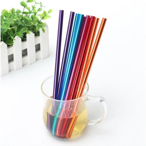 10 pieces of 215x8mm reusable party supplies decorative metal aluminum straws/drink rose red/red/purple/gold/blue straws