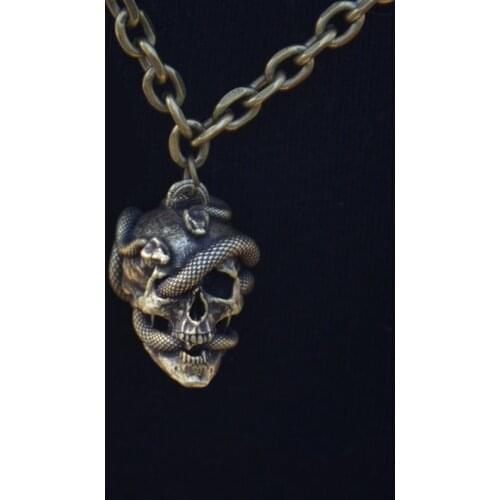 12pcs Gothic Skull Pendant Necklace Metal Chain Snake Necklace Punk Jewelry