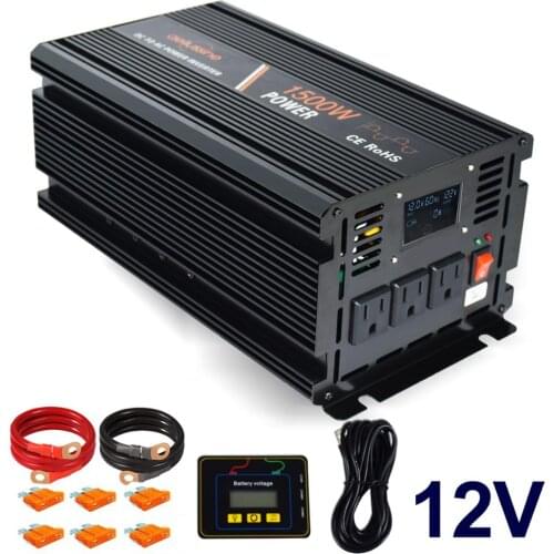 1500W Modified Sine Wave Inverter 12V to 220V dc to ac Off Grid System Converter Car Battery Home Use Solar Power Inverter
