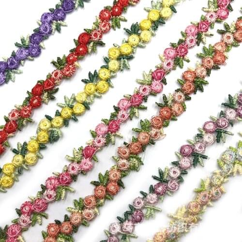 2Yards Flower Embroidered Lace Trim Ribbons Fabric Trim DIY Sewing Handmade Craft Materials Clothes Accessories Home Decoration
