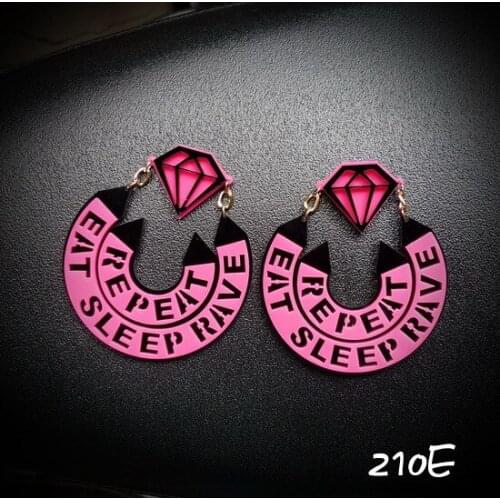 210E Acrylic Reppeat eat sleep rave name earrings