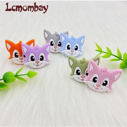 50/100pcs Silicone fox Beads Baby Animal Shape Of Mini Fox Teething BPA Free DIY Infant Nursing Pacifier Chain Clips