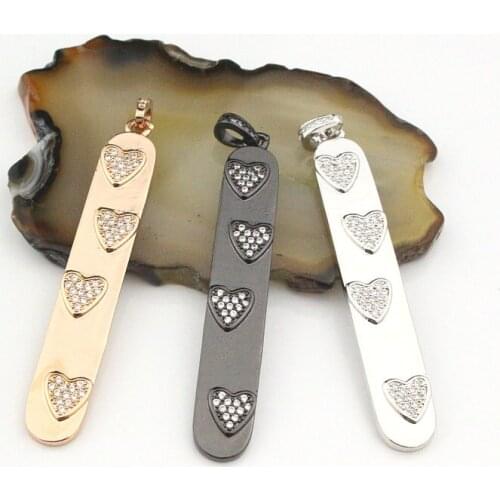 51*8mm 10pcs/lotNew design cz pendant charm, heart shape cubic zirconia micro pave charm pendant,Valentines Day couples present