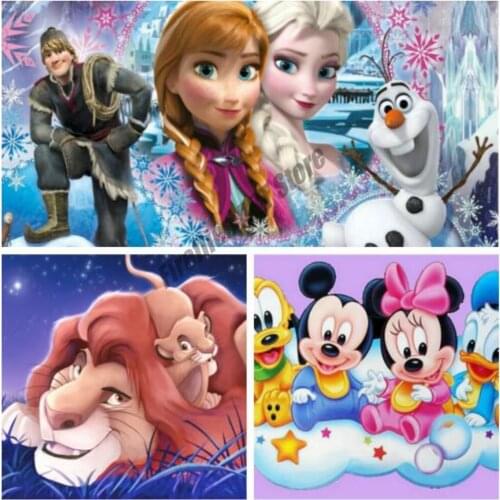 5D Diy Diamond Painting Lion King and His Friends Needlework Diamond Embroidery Full Mosaic Cross Stitch Kits Home Decor