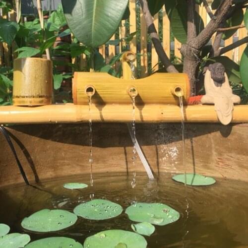 Bamboo Aquarium Water Recycling Feng Shui Decoration Tube Water Fountain Stone Trough Filter Office Desktop Furnishings