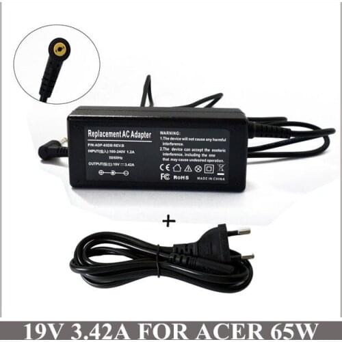 Laptop Power Supply 19V 3.42A AC Adapter Charger For Acer Aspire One D270-1492 D270-1395 D270-1410 5253 5500Z D255E D260-2440