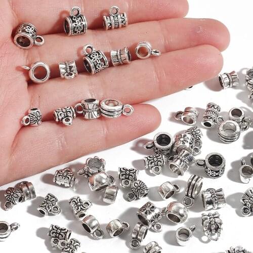 New 20pcs Tibetan Antique Silver Plated Cylinder Spacer Beads Charms Fit Bracelet Necklace Pendant DIY Jewelry Making
