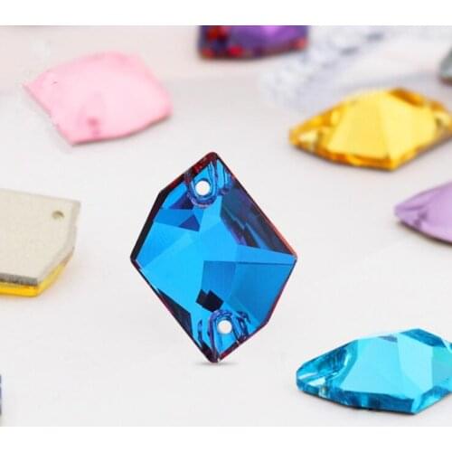 Boutique Crystal Flatback Sew On Rhinestone Beads Diamond glass double hole drill For Dress Making Jewelry Decoration ZZ062