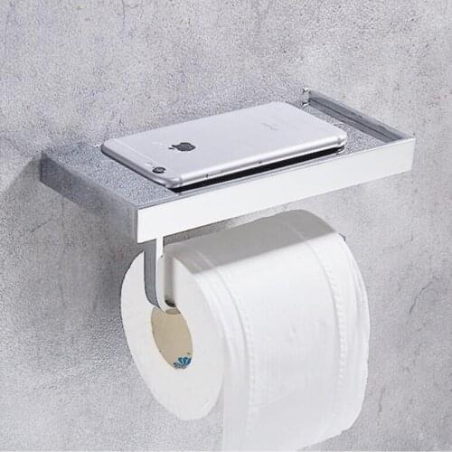 Toilet Paper Holder Brass Bathroom Accessories Tissue Holder Towel Rack Toilet Roll Dispenser With Phone Storage Bathroom Shelf