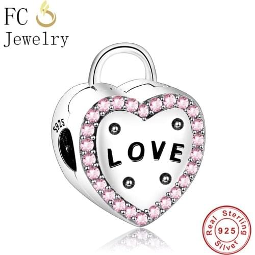 FC Jewelry Fit Original Brand charm Bracelets 925 Sterling Silver Love Heart Clip Beads Kralen Perles bead for jewelry making