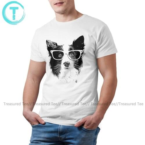 Border Collie T Shirt Border Collie Hipster T-Shirt 100 Percent Cotton Print Tee Shirt Cute Man Tshirt