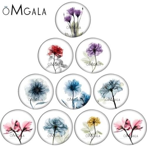 Art Rose Flower Ink Paintings 8mm/10mm/12mm/18mm/20mm/25mm Round photo glass cabochon demo flat back Making findings