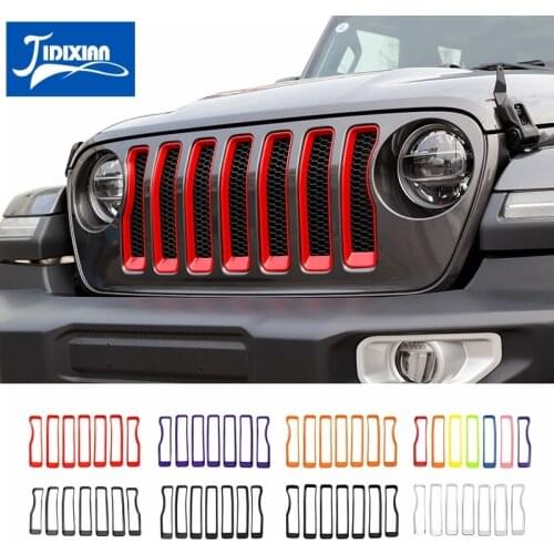 MOPAI Car Front Grilles Decoration Cover Sticker for Jeep Wrangler Sahara 2018 2019 2020 2021 Car Accessories