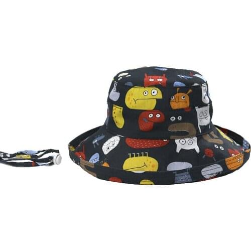 Summer Hat Kids Bucket Hats Sun Beach Big Brim With String Breathable Girl Boy Animal Holiday Outdoor Accessory For Baby