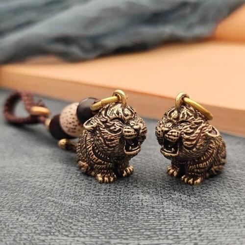 Metal Brass Tiger Key Chains DIY Hangings Jewelry Accessories Animal Figurines Car Key Chain Pendant Small Pendant