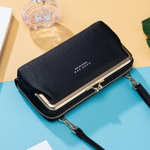 Women Mini Shoulder Bag Soft PU Leather Small Purse Long Money Wallet Mobile Phone Multifunction Credit Card Holder For Girls