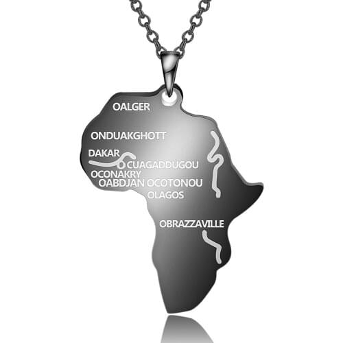 Monla Hiphop Africa Necklace Gold Color Pendant & Chain African Map Gift for Men/Women Ethiopian Jewelry