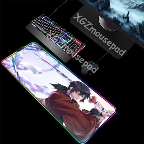 XGZ Computer Keyboard Desk Mat Black Lock Edge Demon Slayer Kimetsu No Yaiba Custom Large RGB Fashion Mouse Pad Rubber Non-slip
