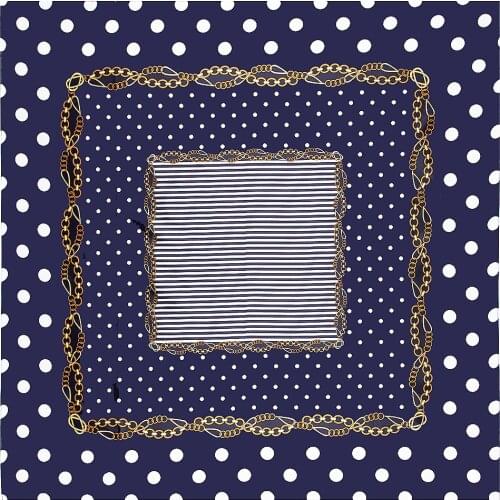 2021 NewSilk Scarf Polka dot chain geometric stripes Hijab Shawl Brand Scarf Foulard Square Head Scarves Wraps For Women Bandana