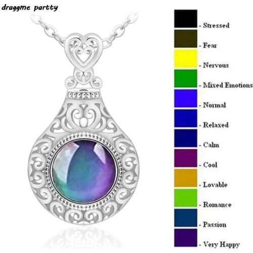 Mood Necklace Color Change Emotion Feeling Temperature Control Water Drop Tears Pendant Chain Necklaces