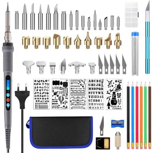 220v60w LCD temperature control adjustable soldering iron wood engraving pencil set engraving and welding engraving template